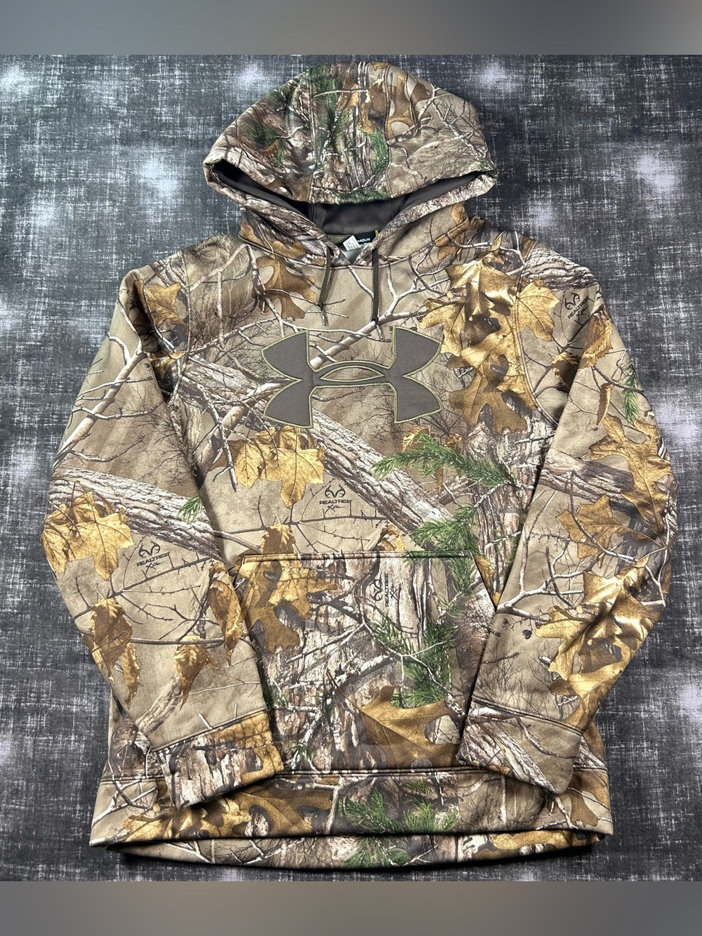Under Armour Storm Hoodie Men Medium Loose Realtree Camo Hunting Fleece Pullover